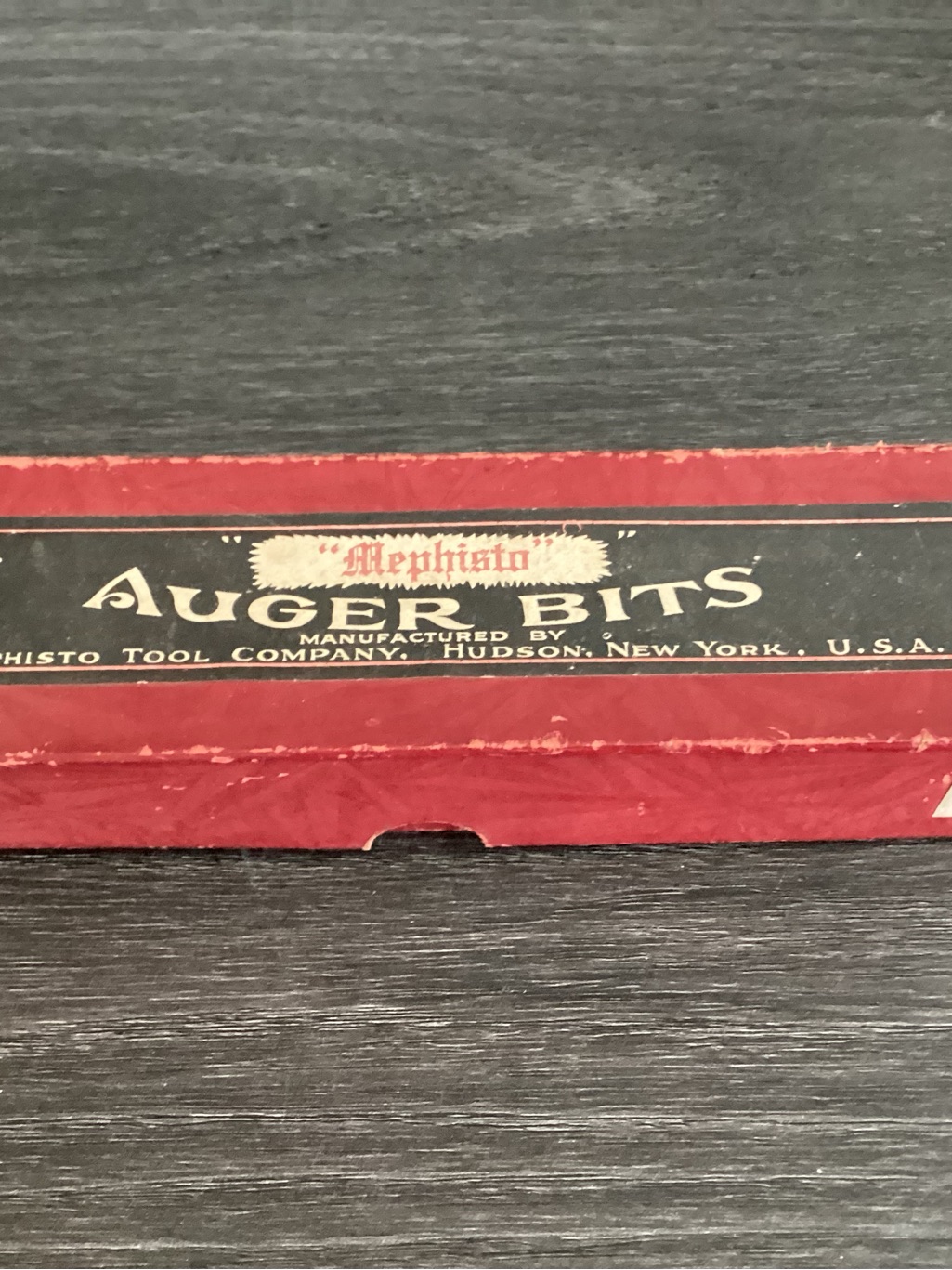 Vtg Auger Bits Mephisto Tool Company In Hudson Ny Distinctive Red Packaging